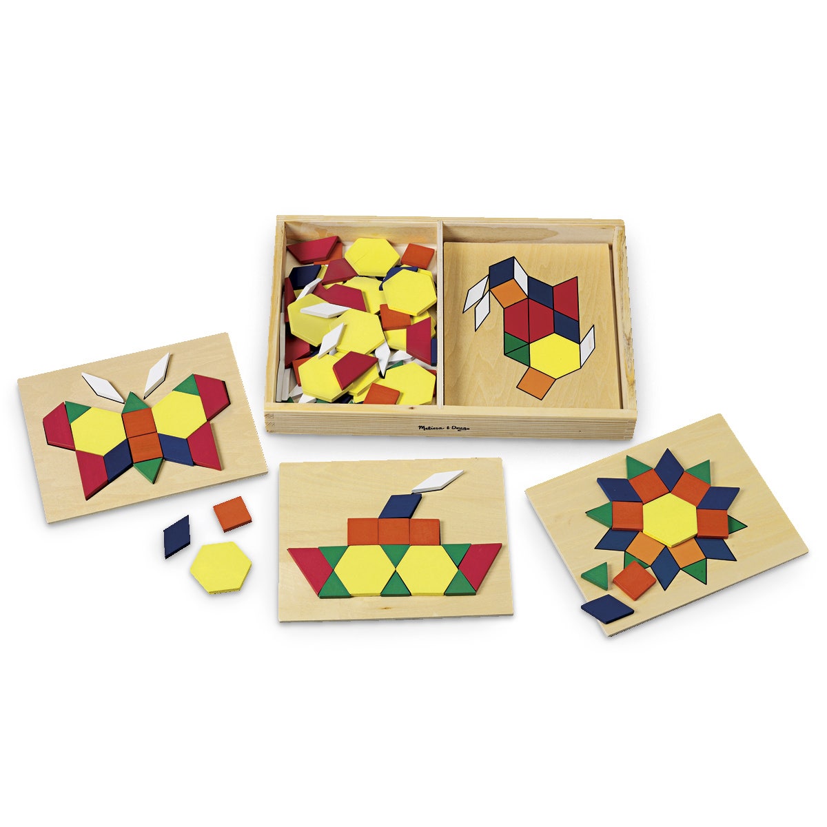 SB35526-Melissa & Doug® Wood Pattern Blocks and Boards