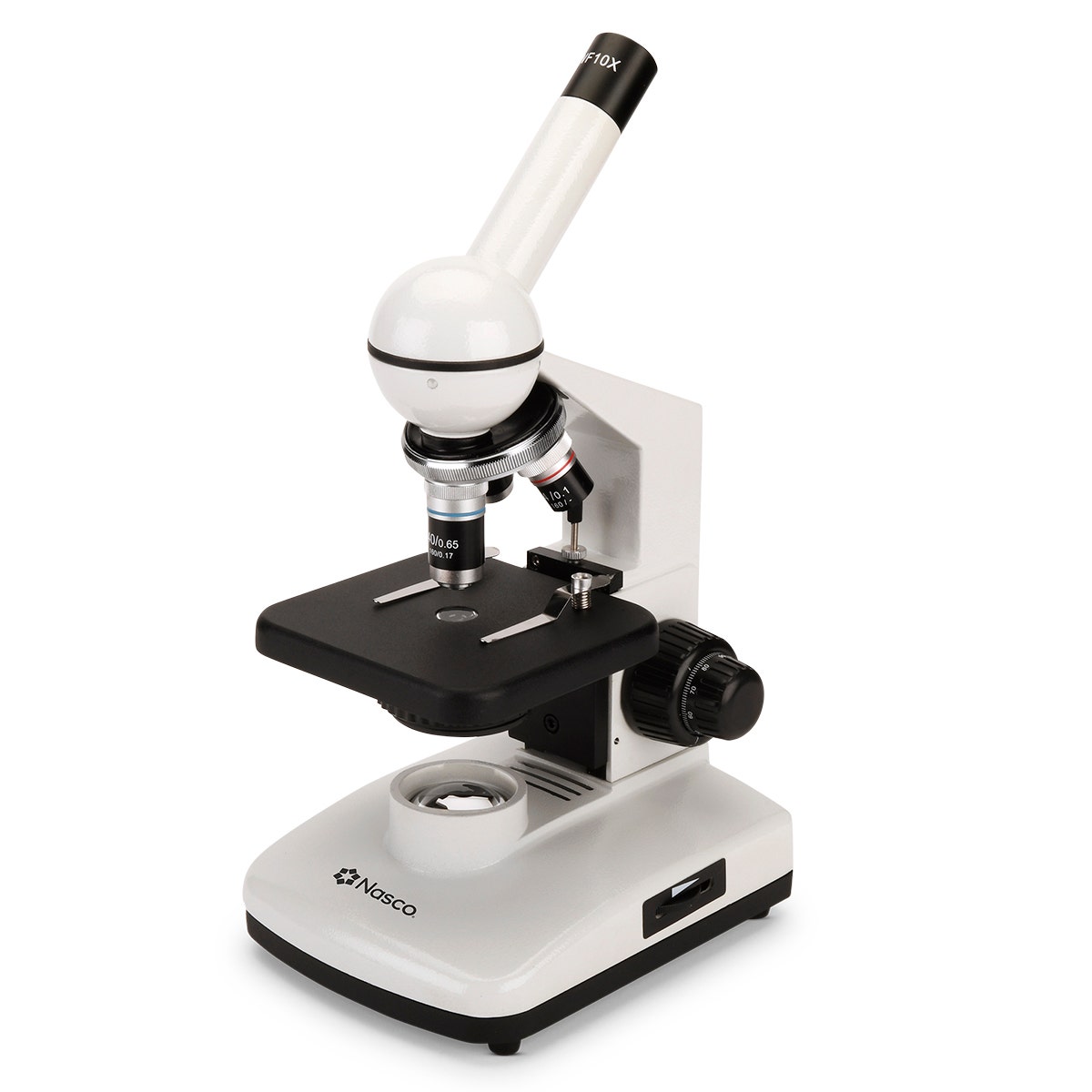 SB37509-Nasco Middle School LED Standard Microscope - Monocular, 0.65 N.A. Condenser w/Iris Diaphragm, LED Corded