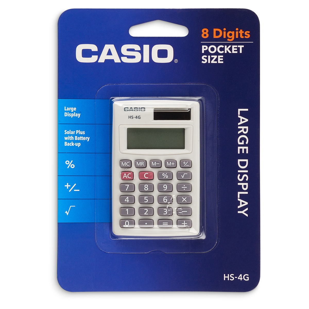 TB16495-CASIO® HS-4G Basic Solar Electronic Calculator