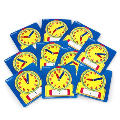 TB18196-Write-On/Wipe-Off Student Clocks - Set of 10
