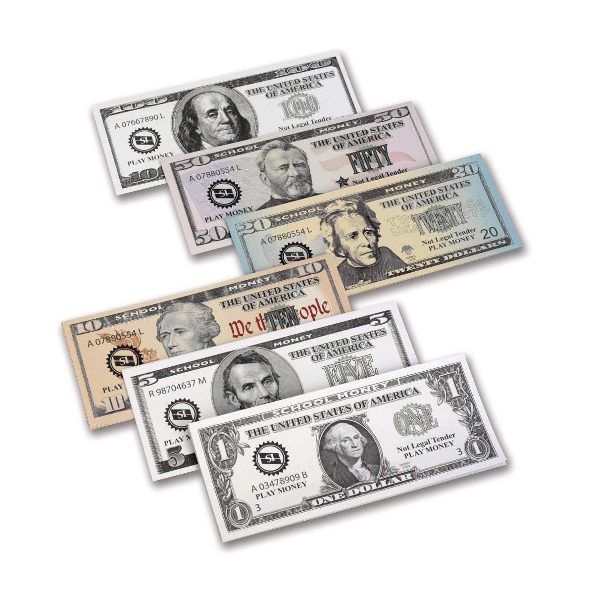 TB18722-Complete Set of 500 Paper Bills - $1–$100 Denominations