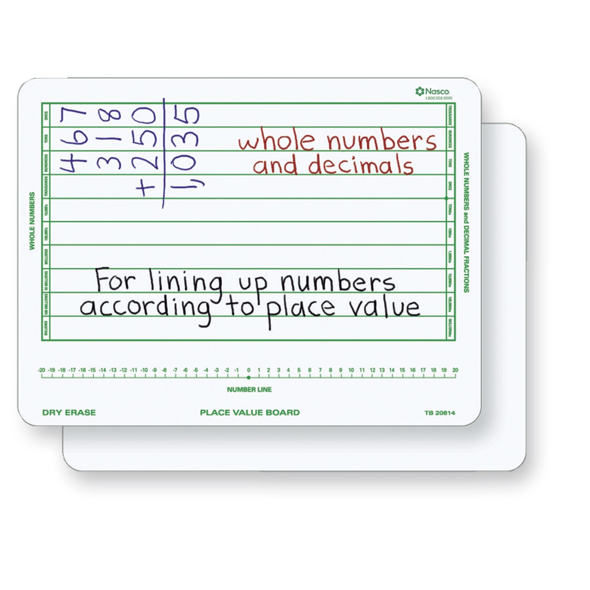 TB20814-Nasco Double-Sided Place Value Dry-Erase Board