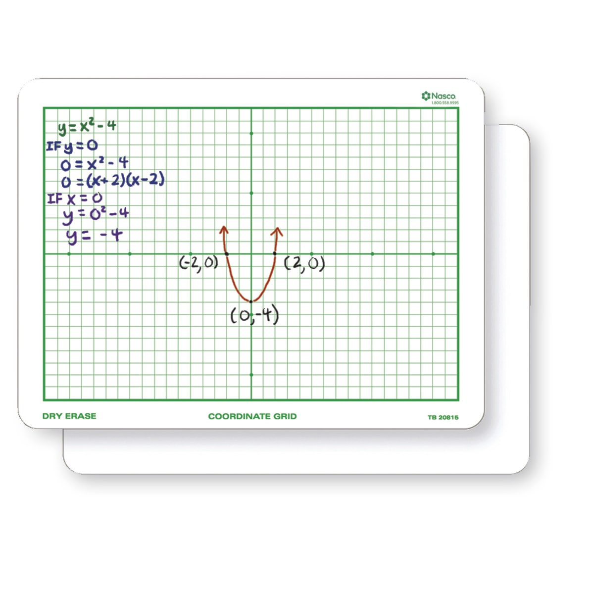 TB20815-Nasco Double-Sided Coordinate Grid Dry-Erase Board, 9 in. x 12 in.