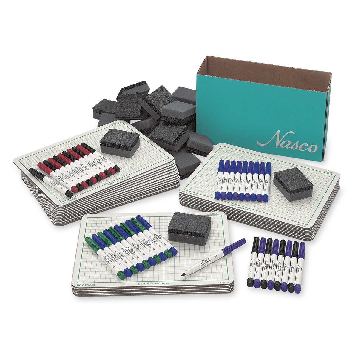 TB20818-Nasco Double-Sided Centimeter Grid Dry-Erase Board, 9 in. x 12 in., Classroom Kit