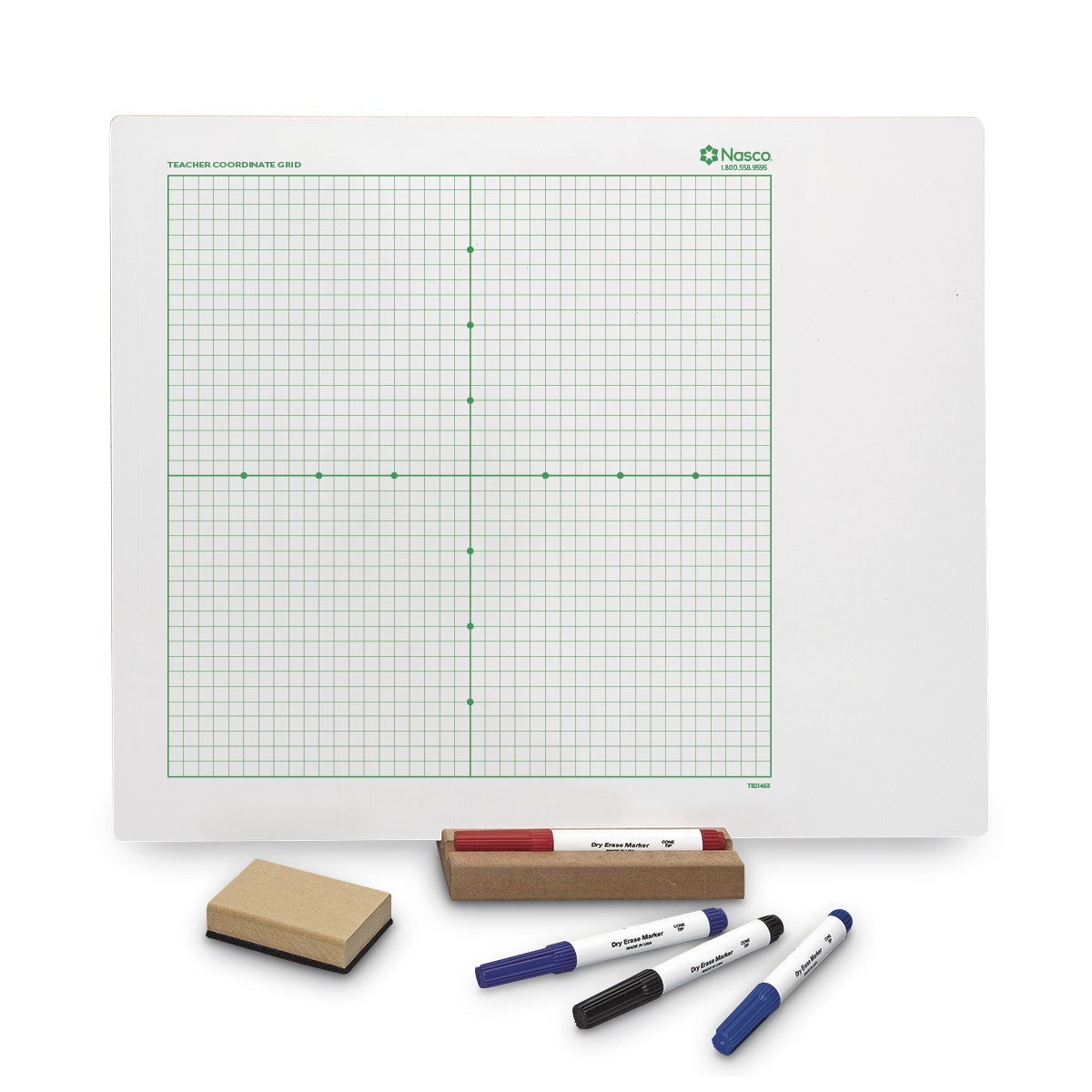 TB21463-Nasco Double-Sided Coordinate Grid Dry-Erase Board with Markers