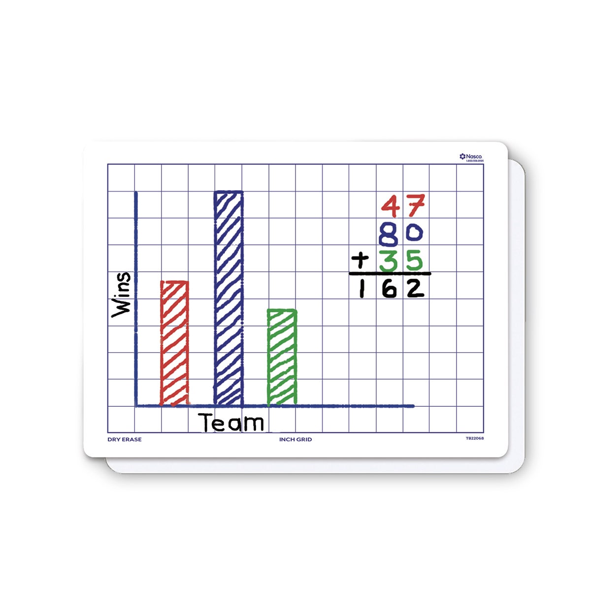 TB22068-Nasco Double-Sided Inch Grid Dry-Erase Board, 11-1/2 in. x 15-1/2 in.