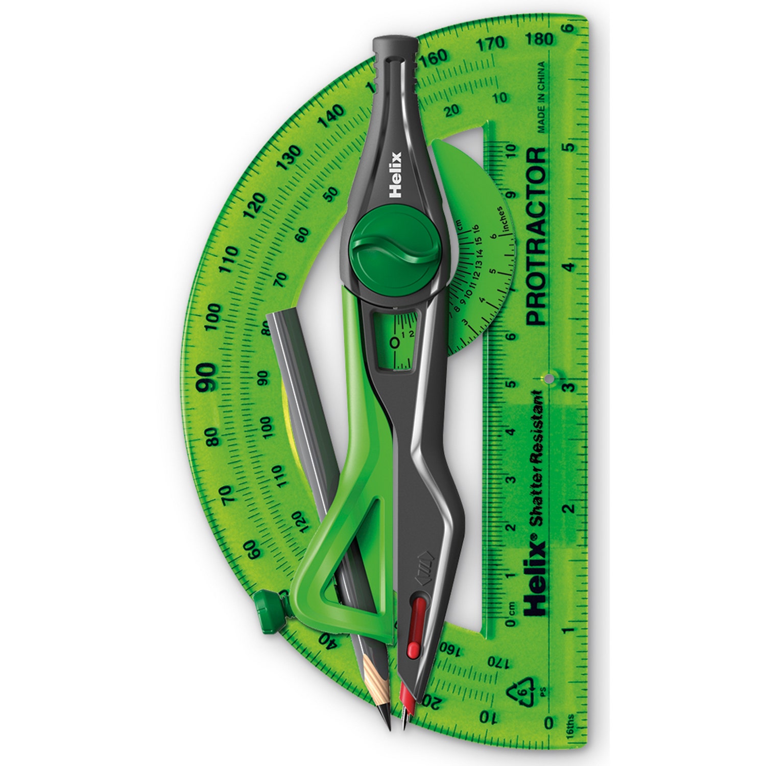 TB22857-Helix® Univeral Locking Compass with Retractable Safety Point and Protractor Set
