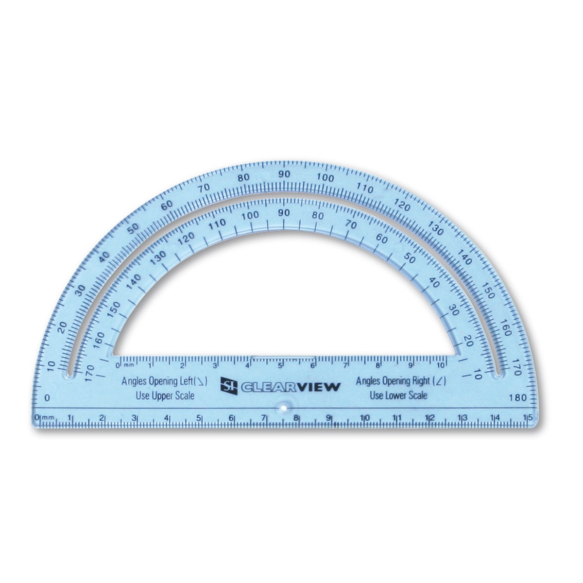 TB23599-Clearview Protractor With Built-In Metric Ruler - 6 in. - Clear
