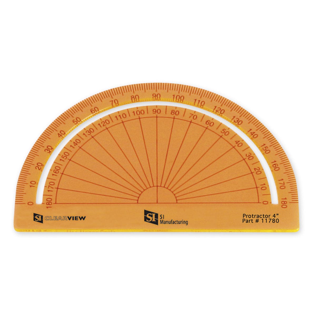 TB23604-Clearview Protractor - 4 in. - Clear Orange