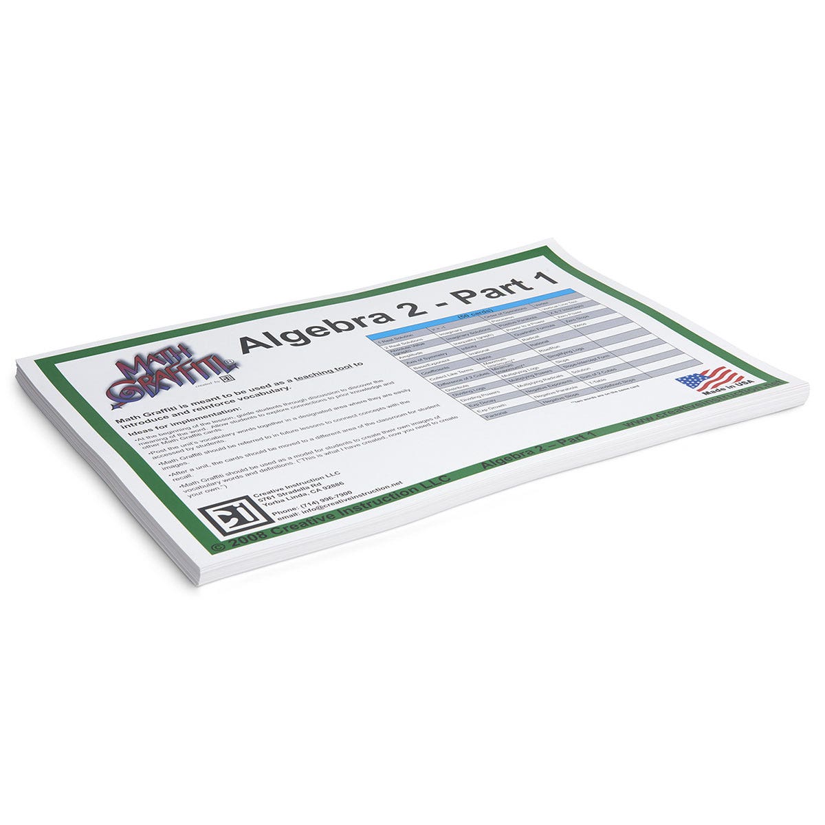 TB24647-Math Graffiti Word Wall Posters - Algebra 2: Part 1 (50 cards)