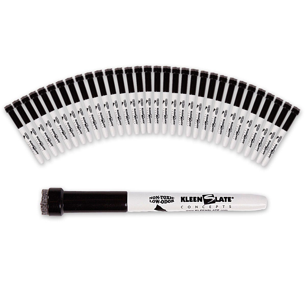 TB25113-KleenSlate® Small Dry-Erase Markers with Eraser Tips - Pack of 32 - Black