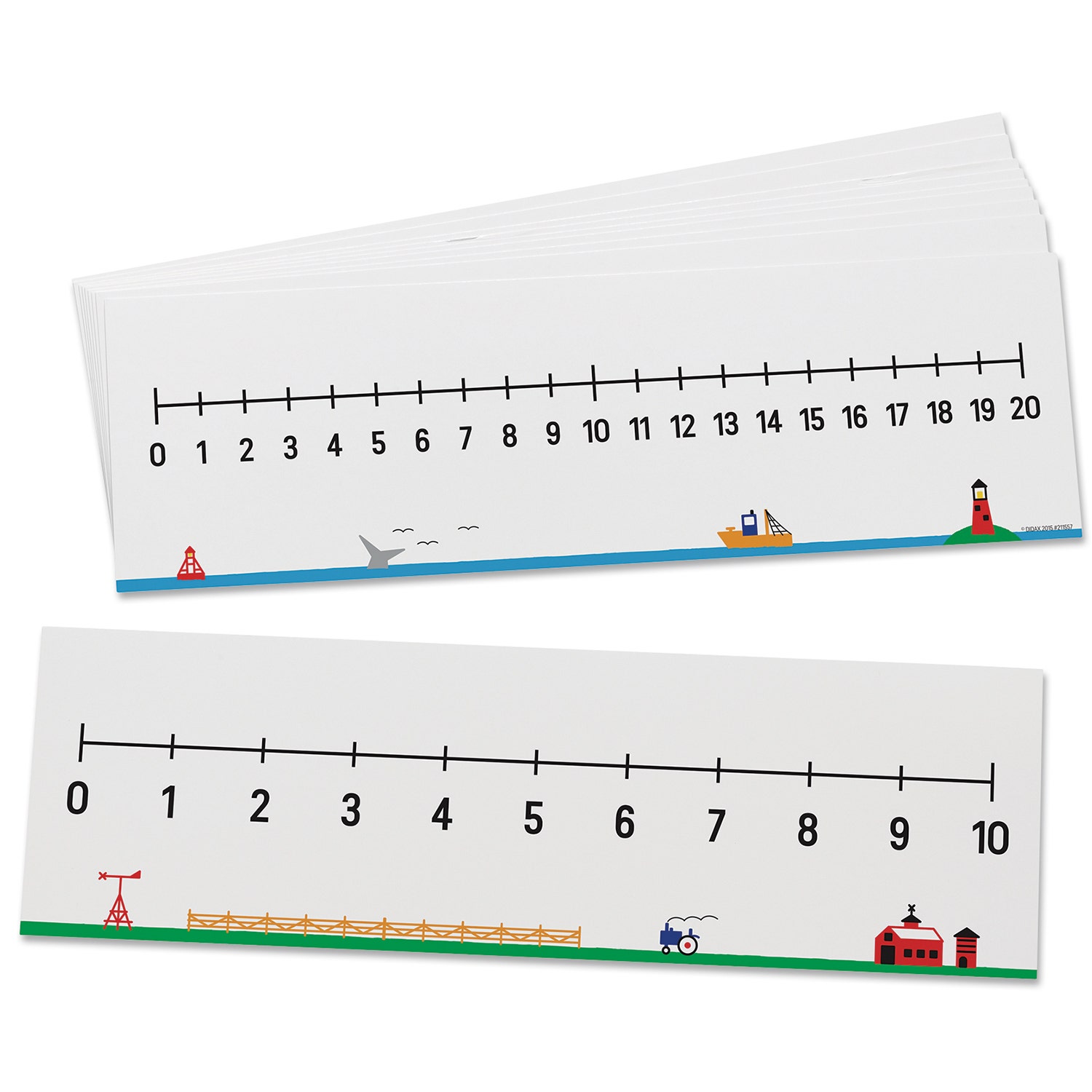 TB26831-Write-On/Wipe-Off Number Lines - Numbers 0-10/0-20 - 4 in. x 13 in. - Set of 10