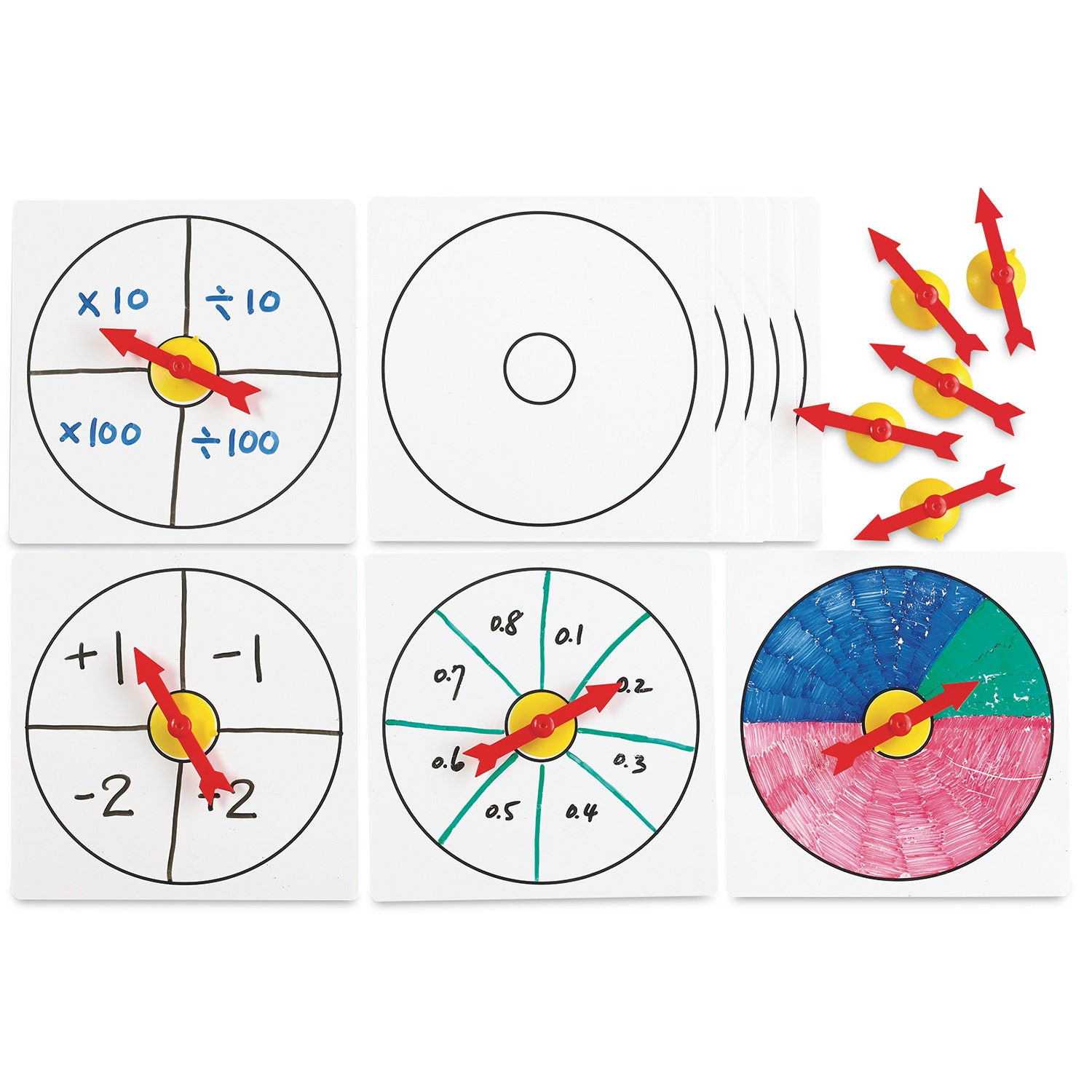 TB26849-Suction Cup Spinners with Whiteboards - 10 cm - Pack of 10
