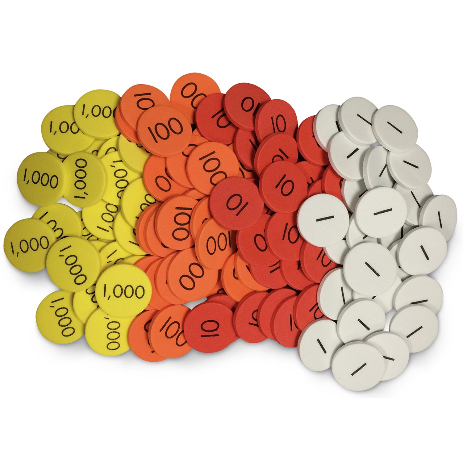 TB26858-Sensational Math™ Place Value Discs - 4-Value Student Set - 1 in. dia. - Set of 100