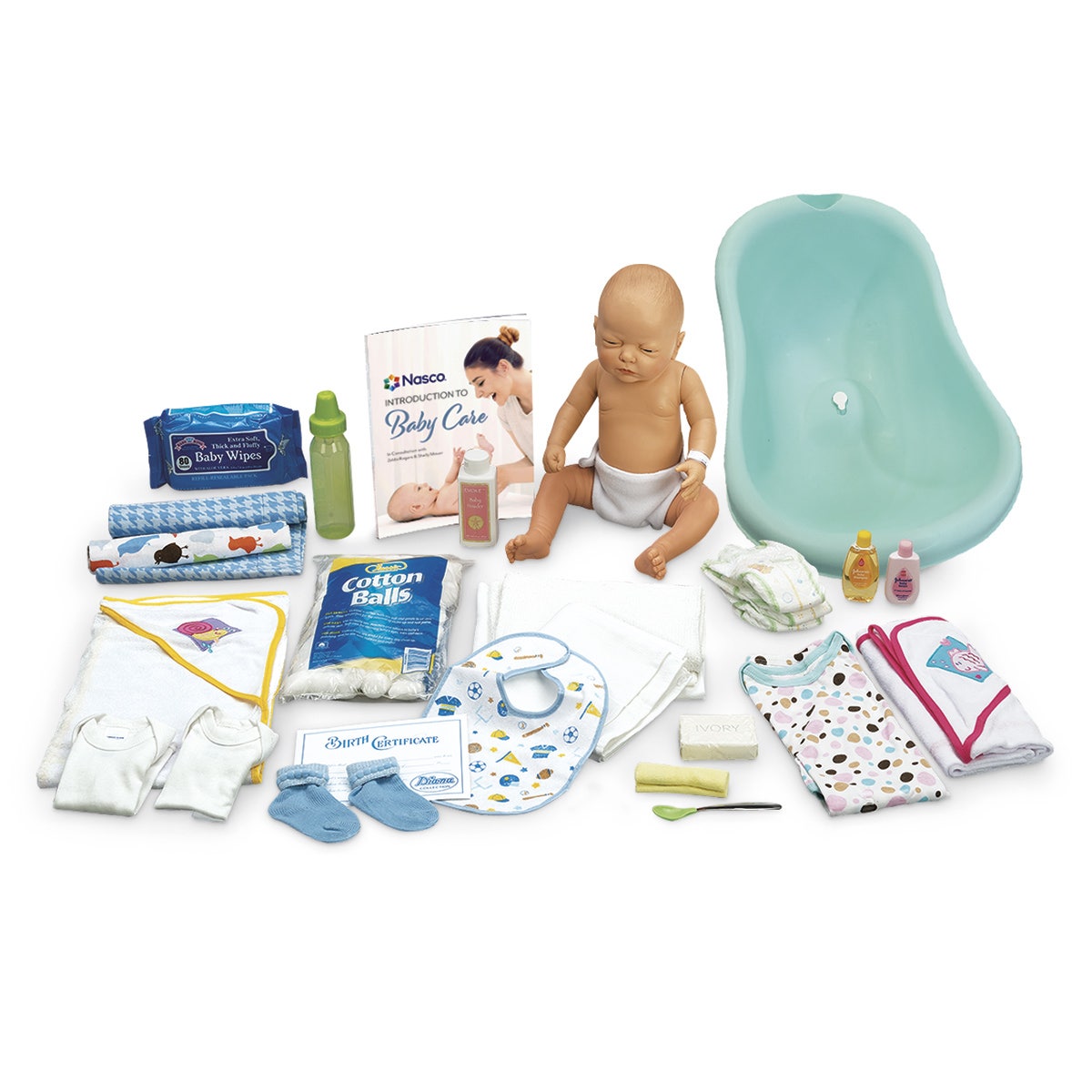 WA24064-Nasco Baby Care Kit with White Female Baby