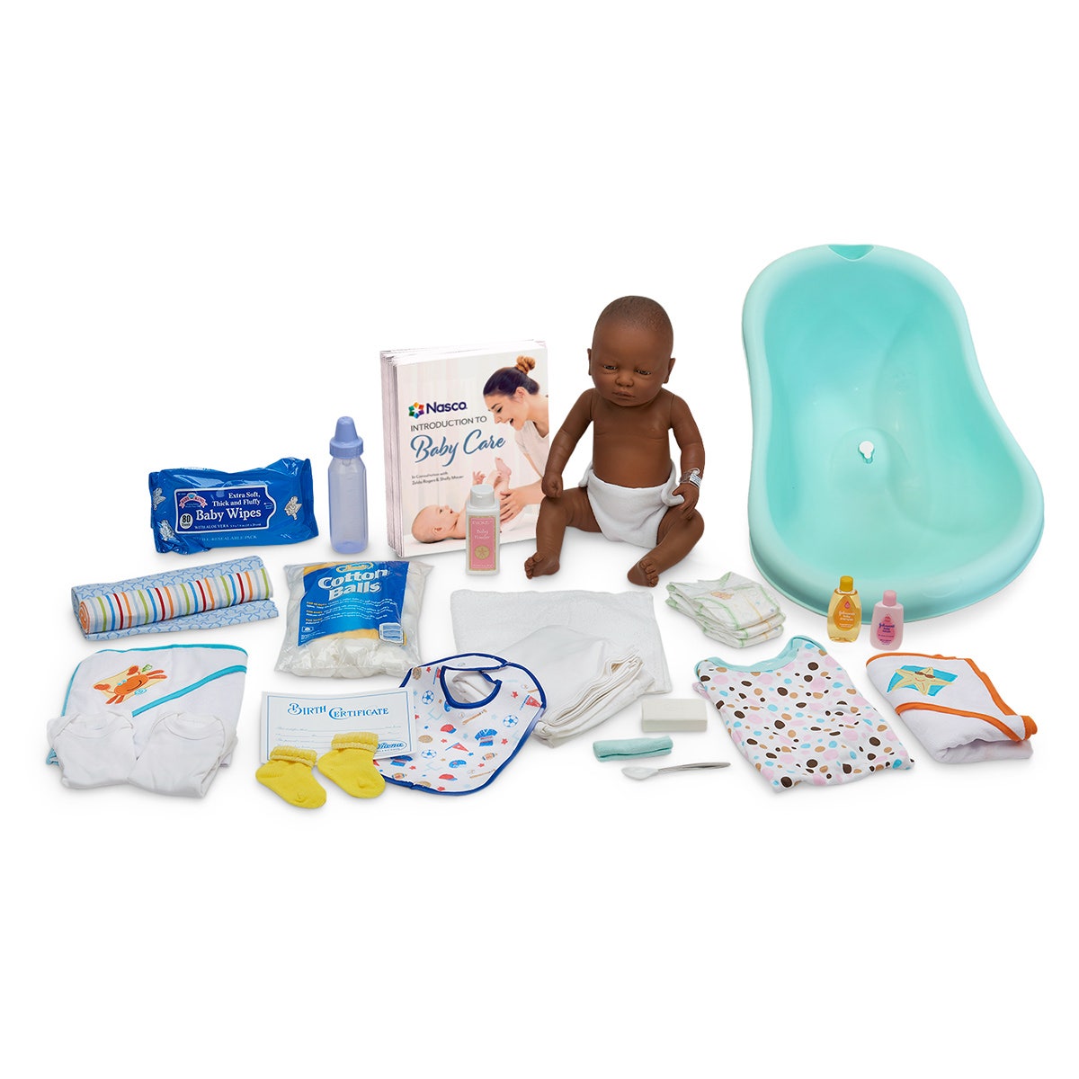 WA24065-Baby Care Kit with Black Female Baby