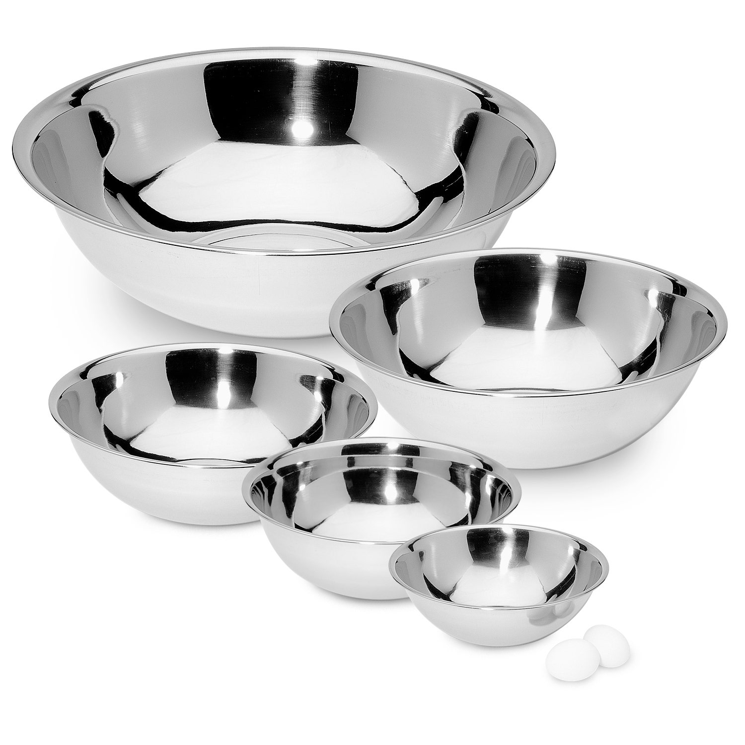 WA31968-Vollrath® Stainless Steel Mixing Bowls - Five-Piece Set