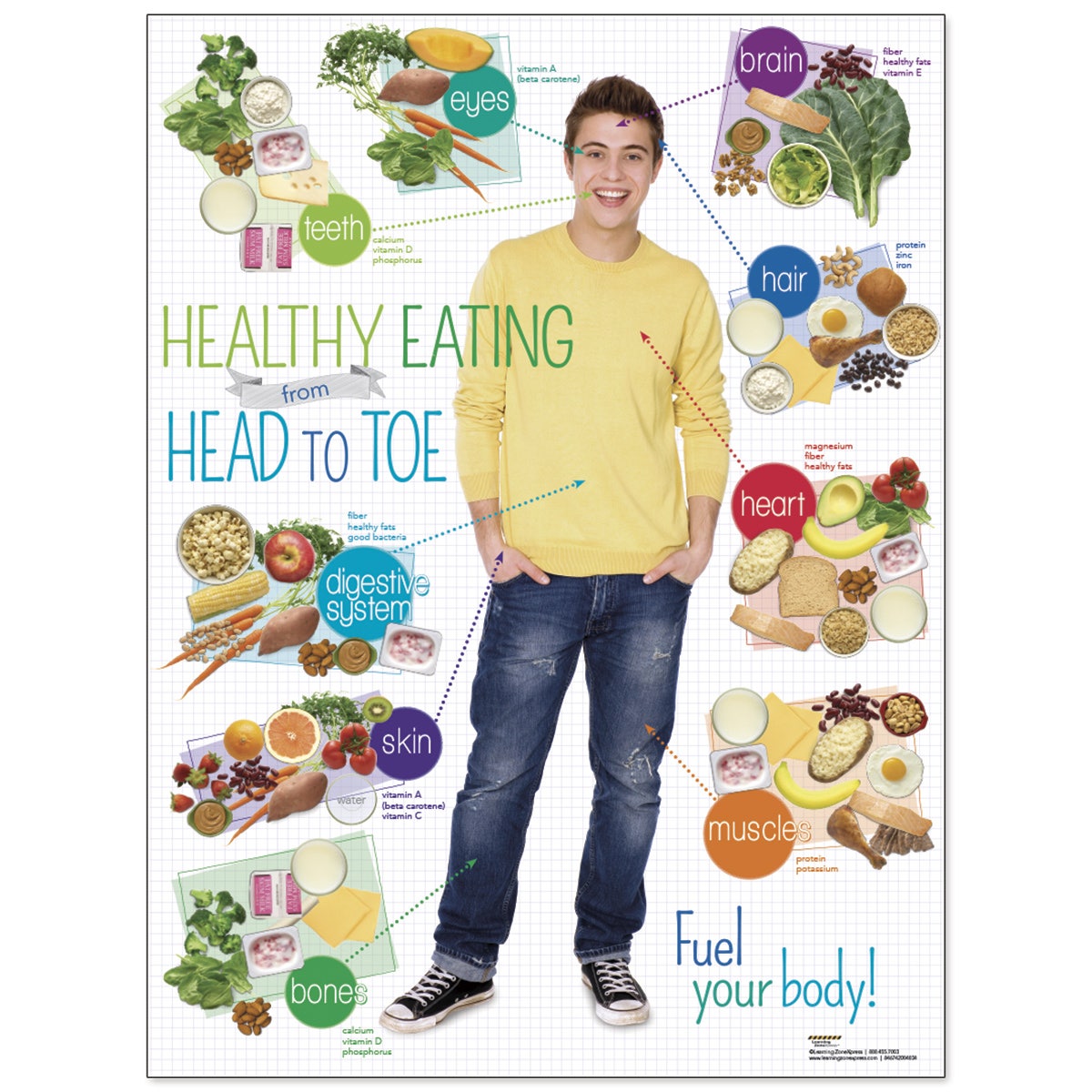 WA32250-Healthy Eating from Head to Toe Poster - Teens
