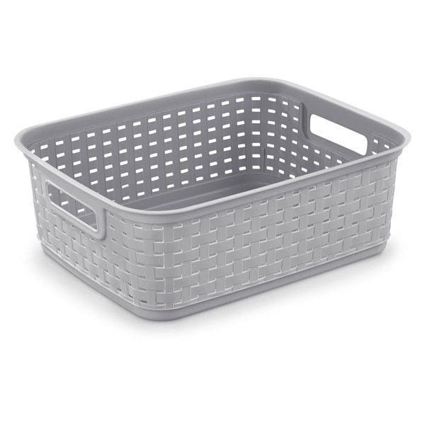 WA33494-Sterilite® Weave Basket - Short - 15 in. L x 12-1/4 in. W x 5-1/4 in. H - Gray