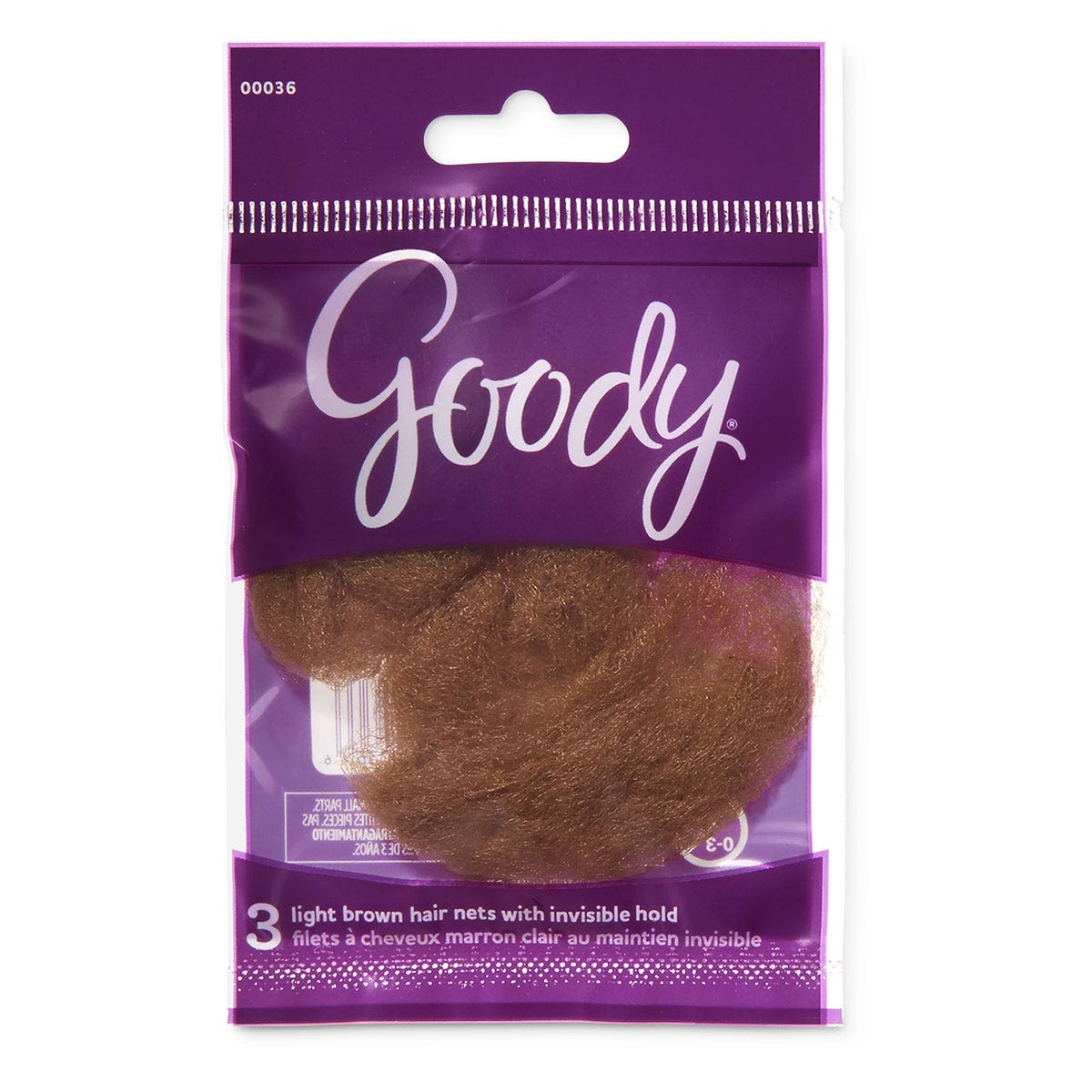 WA34955(A)-Goody® Hair Nets - Pack of 18 total (6 pkg. of 3) - Light Brown