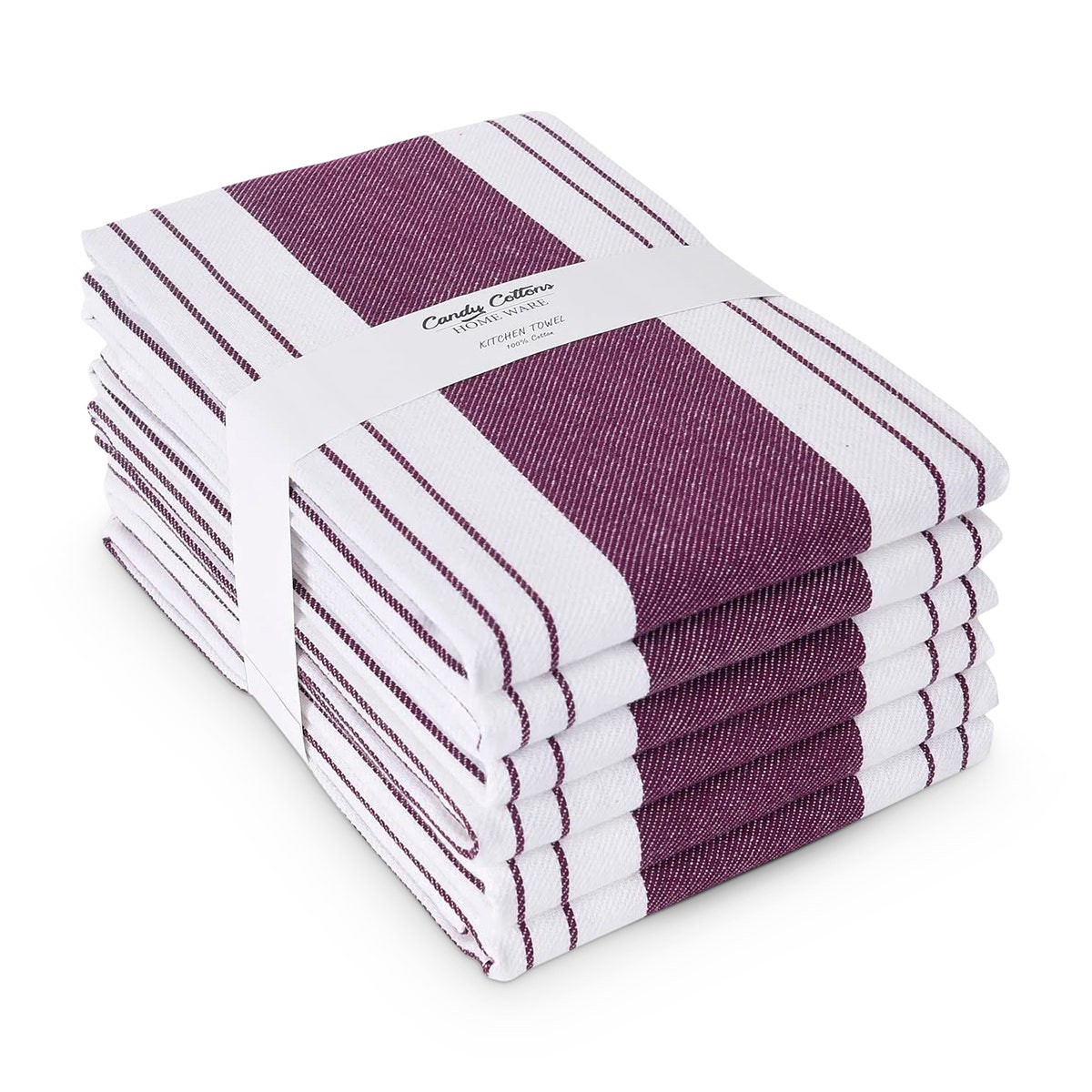 WA35020-Centerband Dish Towels - Pack of 6 - Purple/White