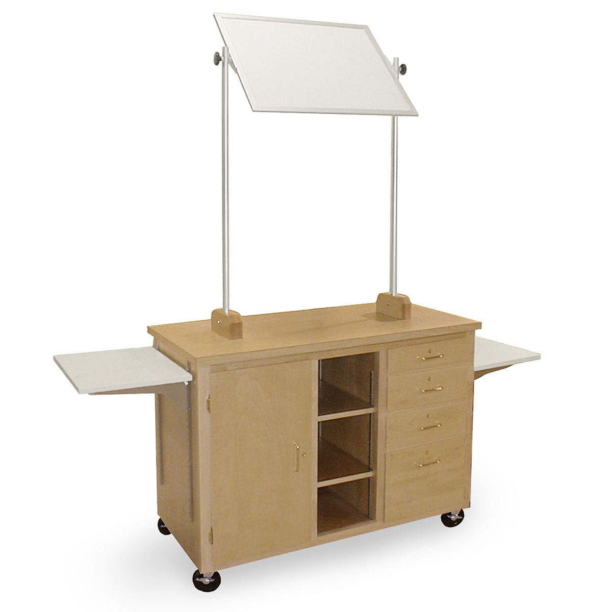 Z06249-Hann Mobile Demonstration Storage Cart with Side Extension Leaves and Mirror