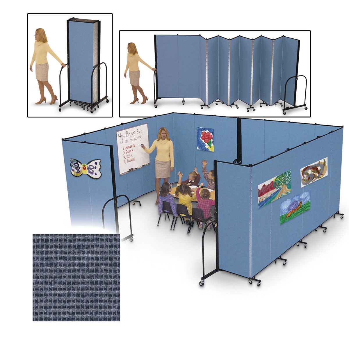 X0000Z18337-A-Screenflex® FREEstanding™ Portable 11 Panel Partition - 6 ft. H