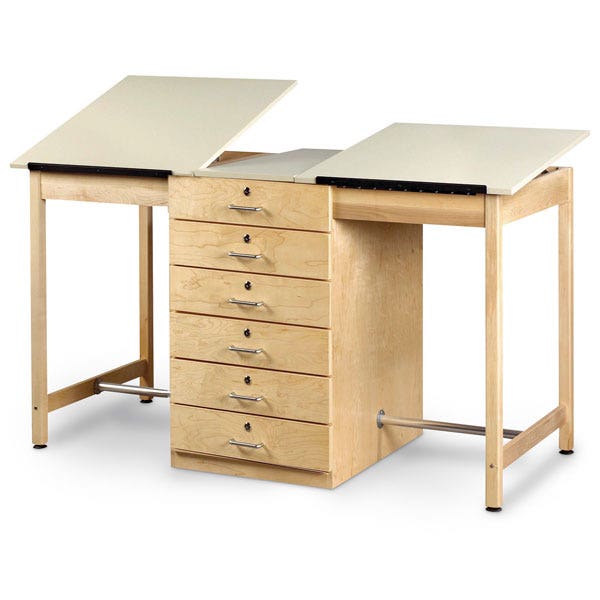 Z45618-Diversified Woodcraft Large Two-Station Drawing Table with Six Drawers