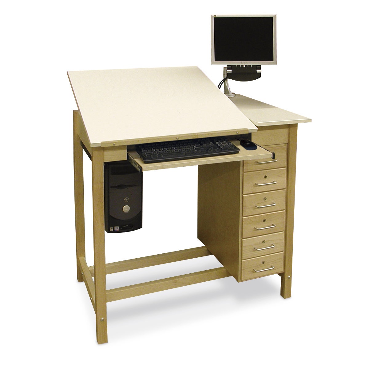 Z47366-Hann, Drafting Table with Side Locking Storage - 42 in. W x 30 in. D x 39 in. H