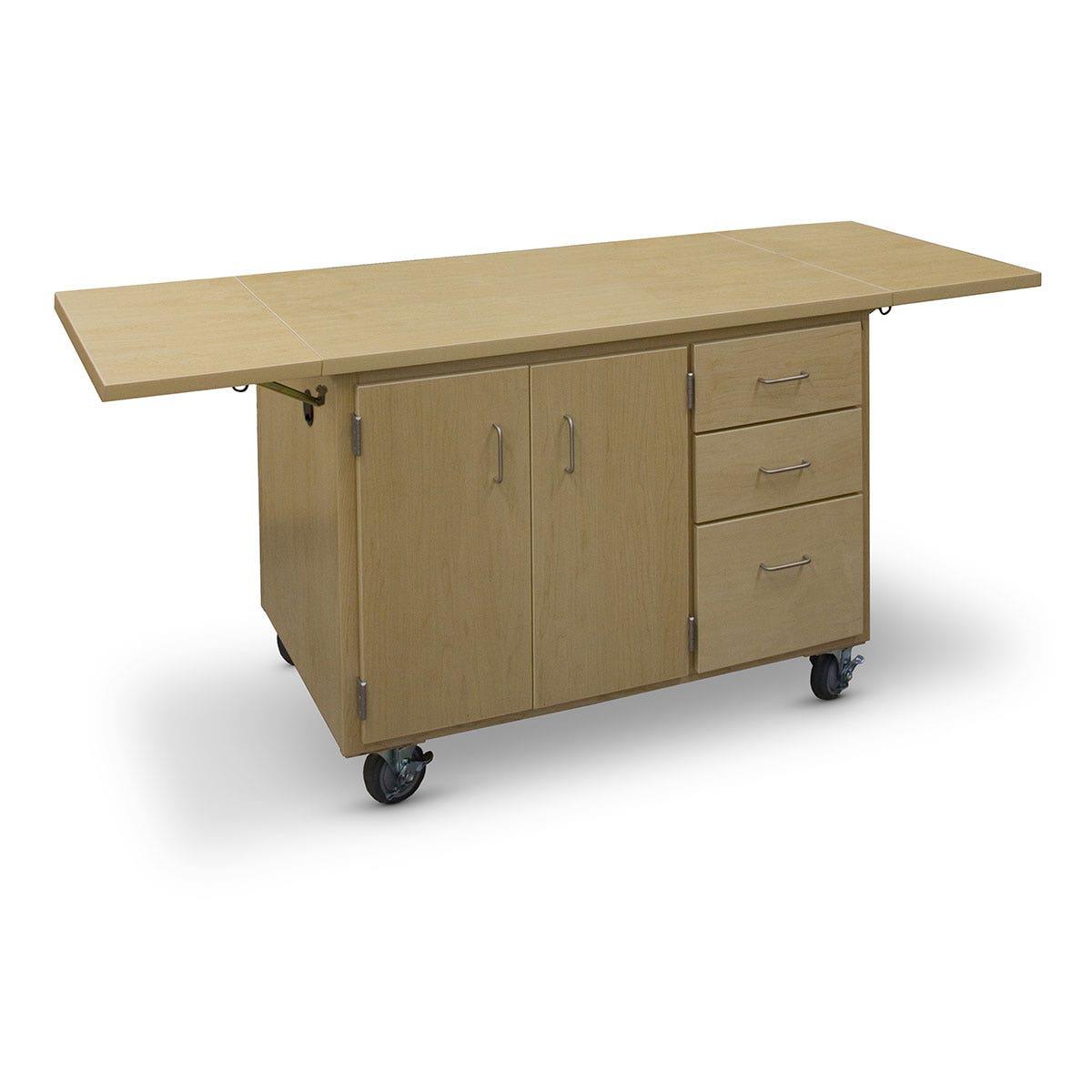 Z50637-Nasco Exclusive by Hann, Mobile Demonstration Storage Cart with Side Extension Leaves - 52L x 30W x 36H