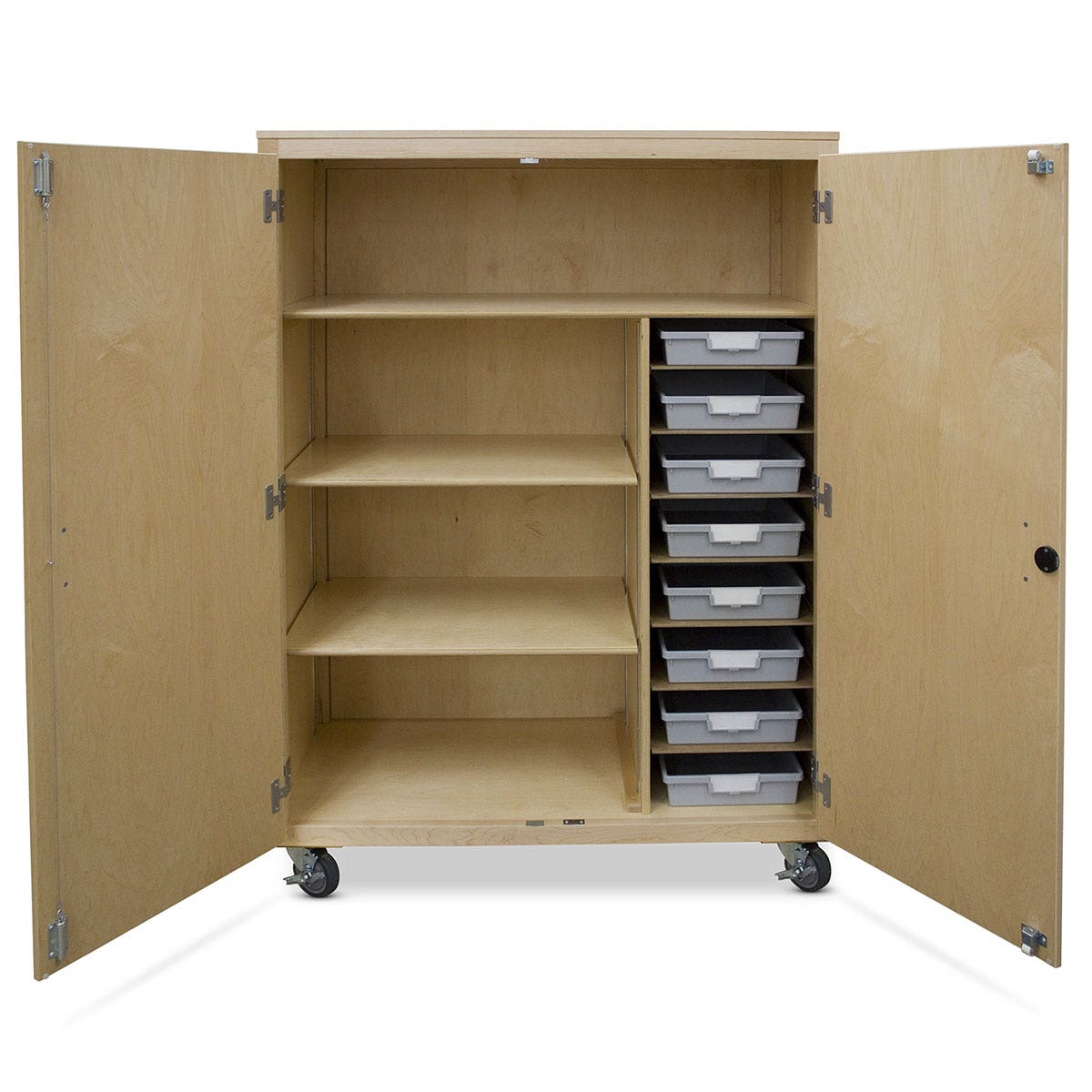 Z50721-Hann, Mobile Storage  Cabinet with Shelves and Tote Trays - 48 in. W x 22 in. D x 66 in. H