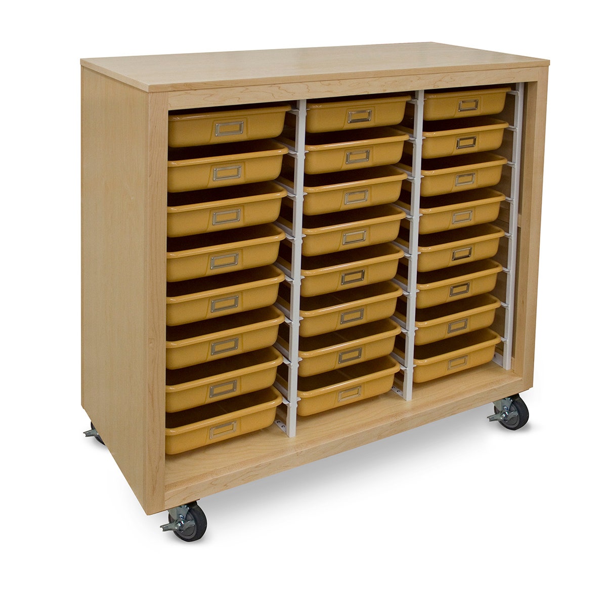 Z50722-Hann, Mobile Tote Tray Storage Cart with Locking Doors - 48 in. W x 22 in. D x 46 in. H