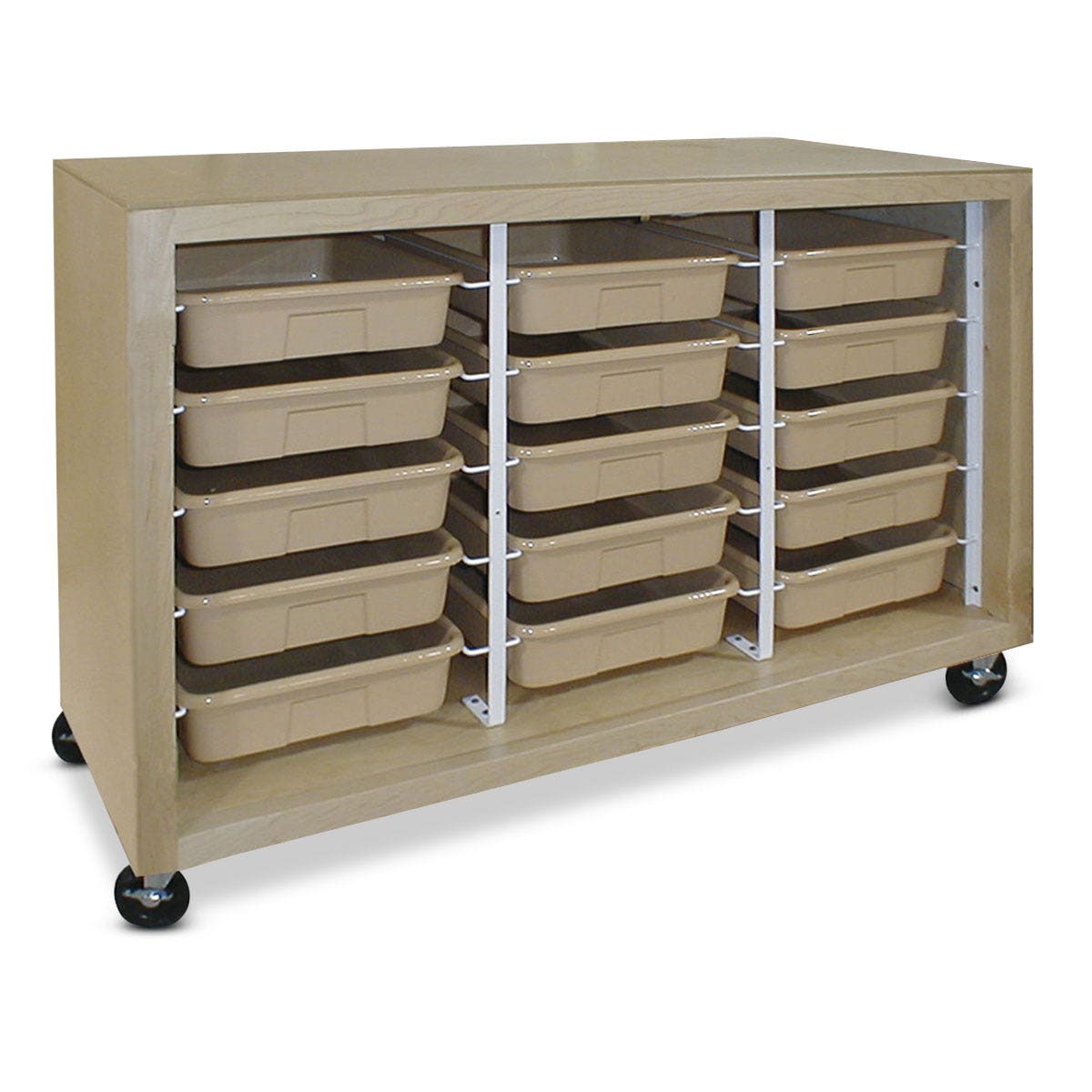 Z50724-Hann, Mobile Storage Cart with 15 Tote Trays - 48 in. W x 22 in. D x 33 in. H