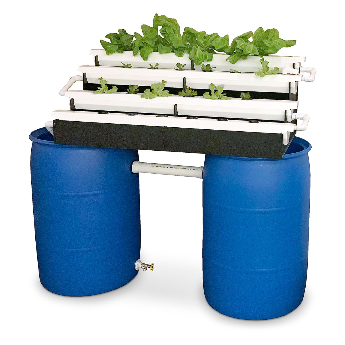 Z51488-Aquaponics Grow Rack with Fish Barrels