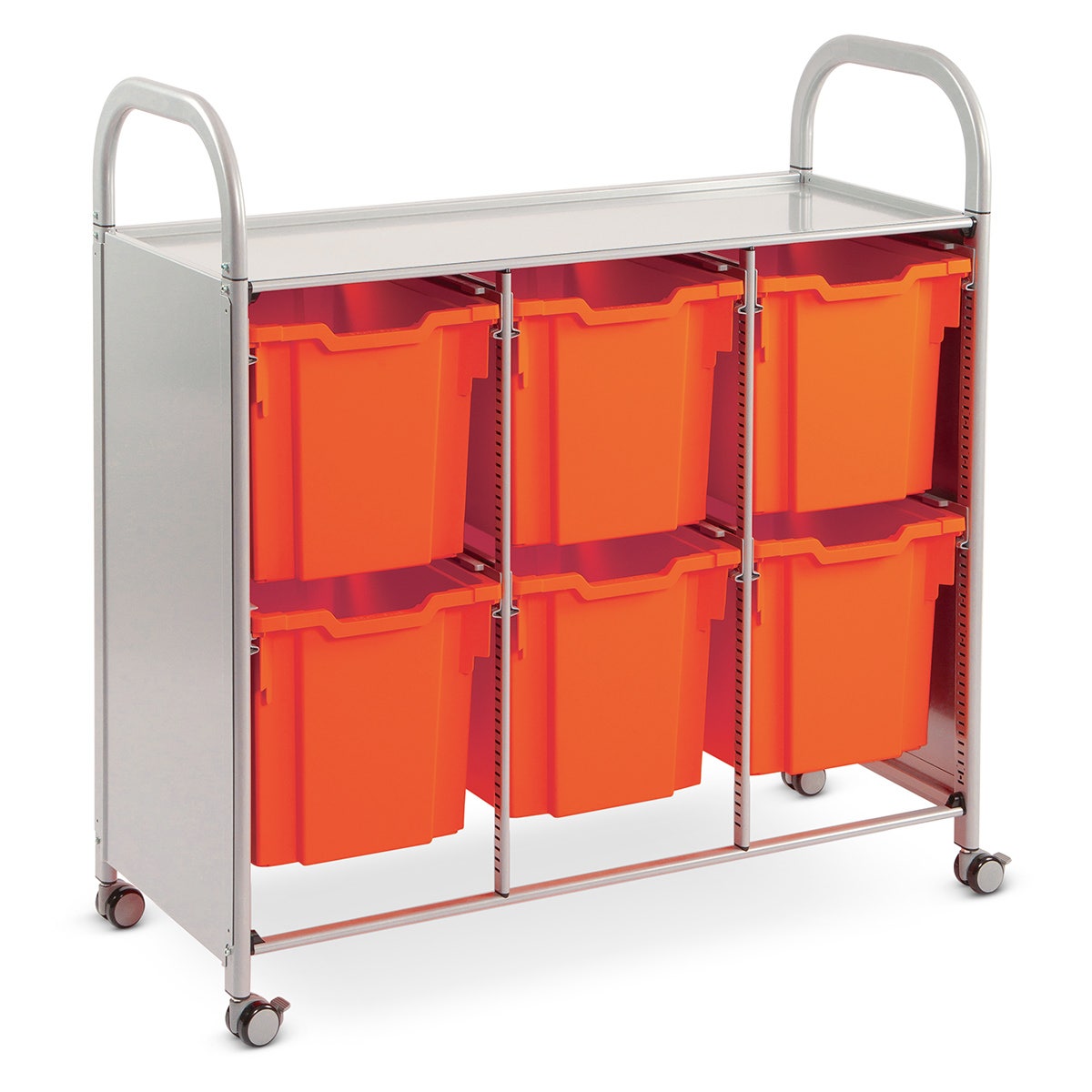 Z51763(E)-Gratnells Callero Plus Treble Carts - With 6 Jumbo Trays - Red Flame