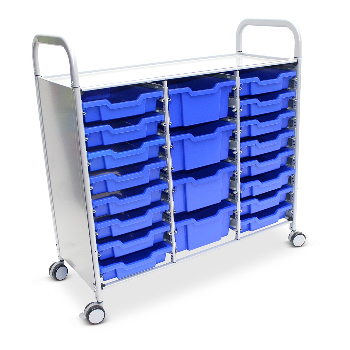 X0000Z51764-A-Gratnells Callero Plus Treble Carts - With 16 Shallow Trays and 4 Deep Trays