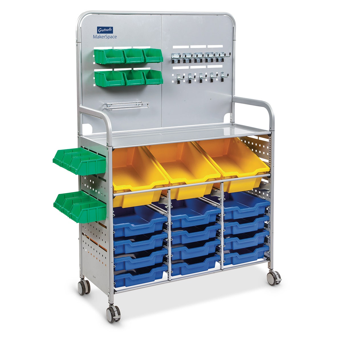 Z51766(K)-Gratnells Makerspace Carts - Royal Blue/Sunshine Yellow