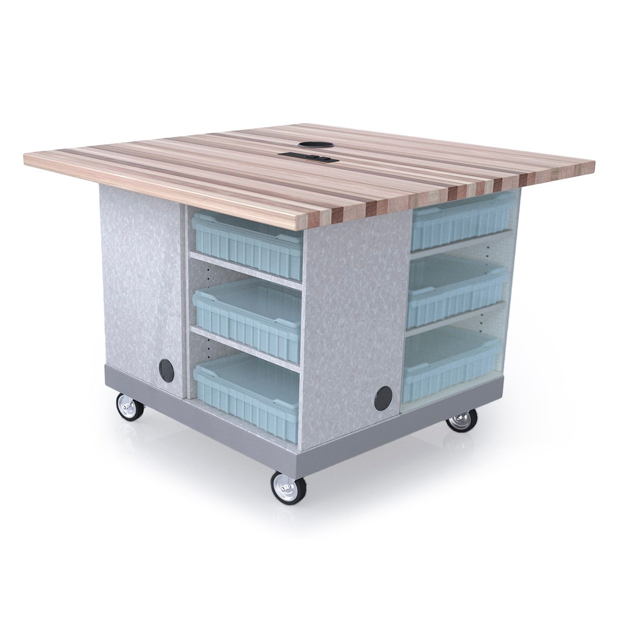 Z52061-Quad Pod Makerspace Table with 4 Storage Bin Pods
